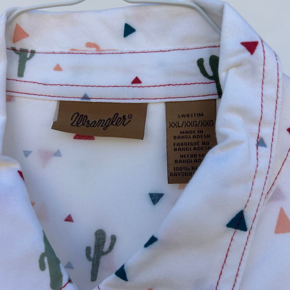 Wrangler Cactus Print Button Down Festival Shirt Pearl Snaps XXL Western Cowgirl - Picture 3 of 8